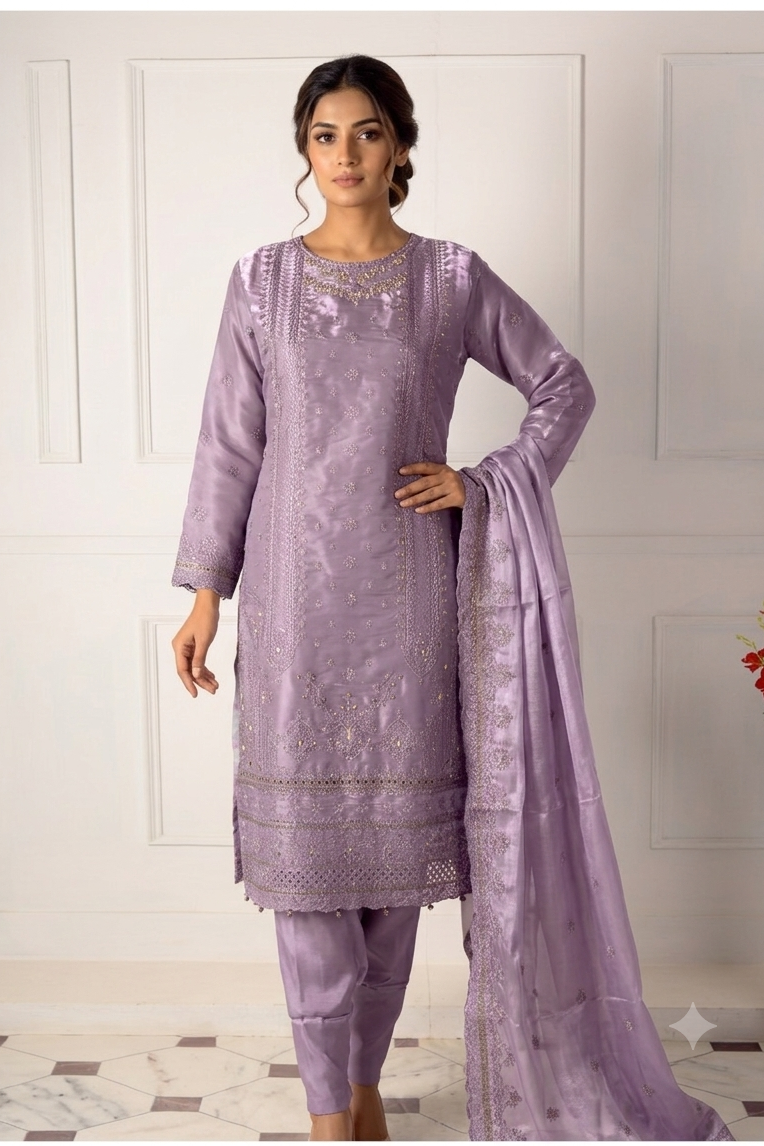 Rivaaj Purple Sheesha Silk Formal Collection Replica