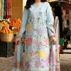 Aneela's Sky Blue Luxury Lawn Collection Replica