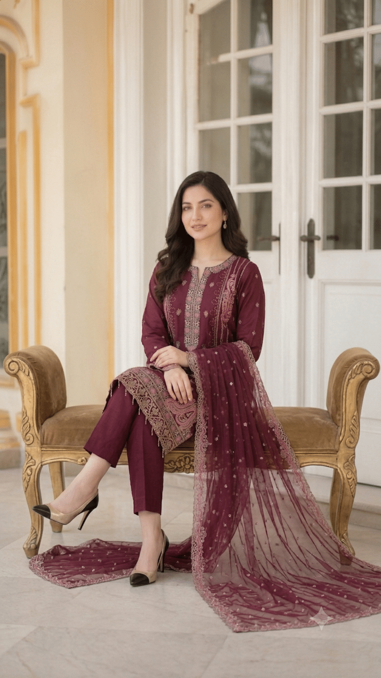 Shrenz Maroon Luxury Banadora Collection Replica - Image 3