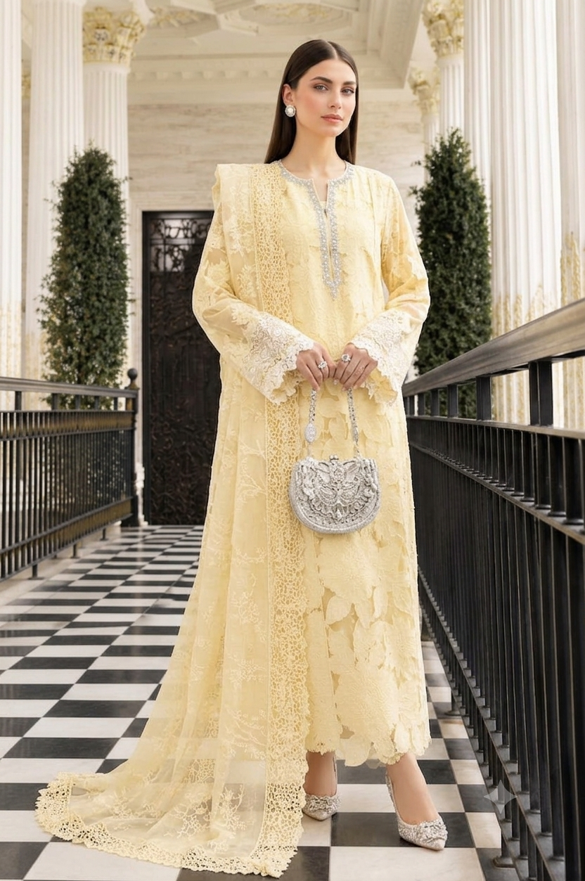 Alternative view of Maria B Pink Luxury Lawn Collection Replica