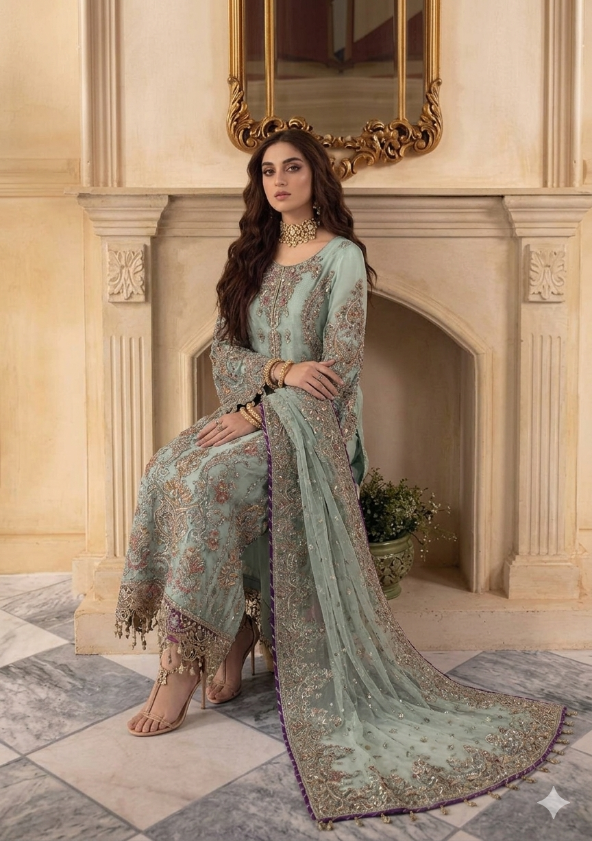Alternative view of Charizma Seagreen Chiffon Formal Collection Replica