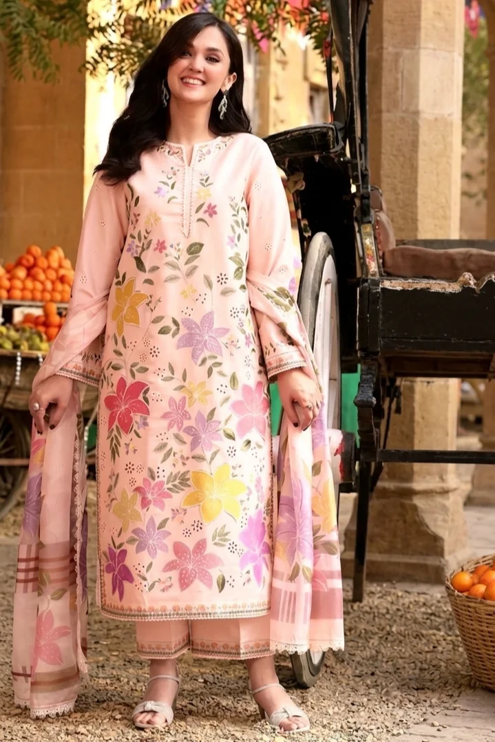 Aneela's Baby Pink Luxury Lawn Collection Replica