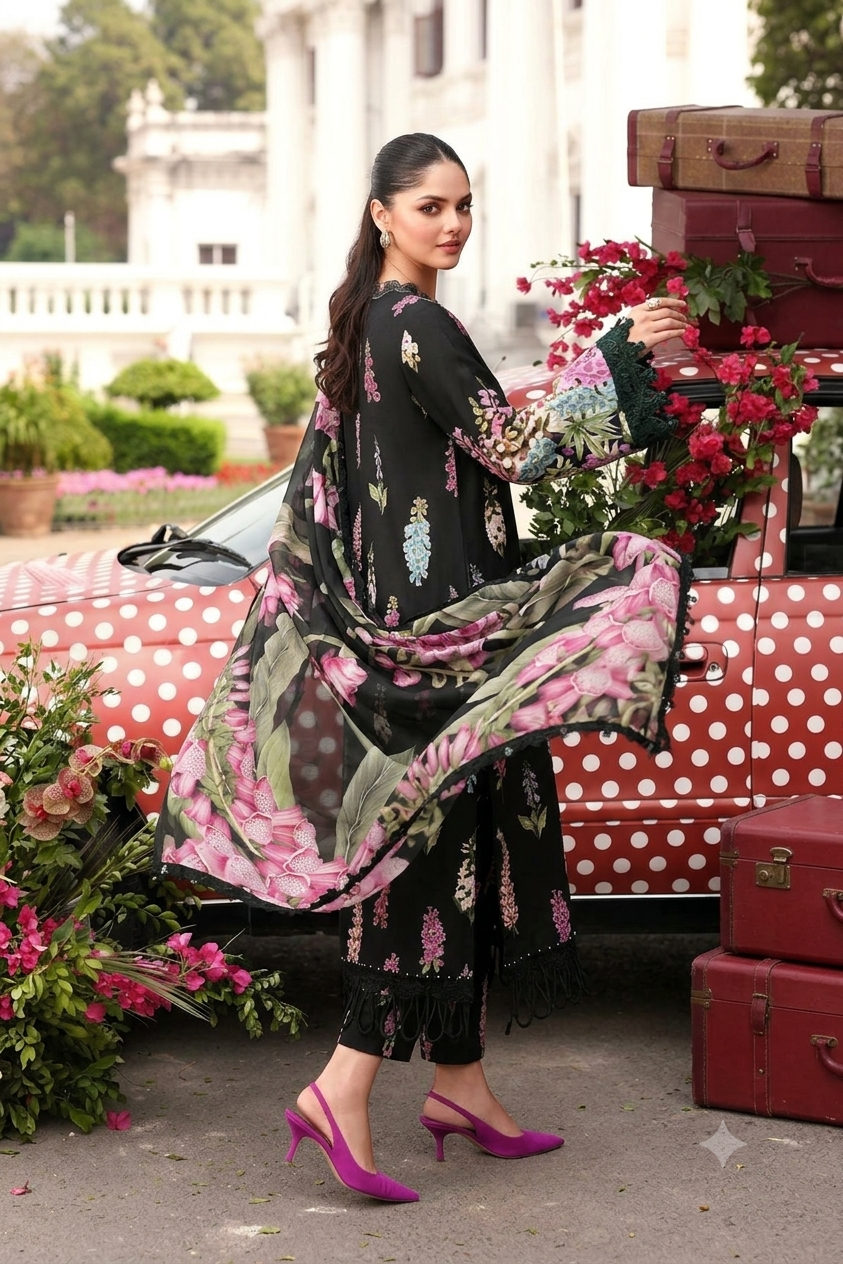 Alternative view of Maria B Black Printed Lawn Collection Replica
