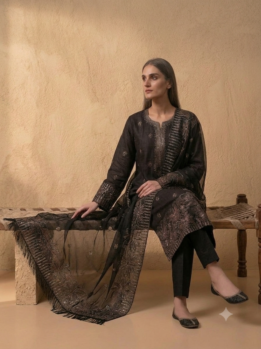 Alternative view of Maria B Sky Blue Luxury Lawn Collection Replica