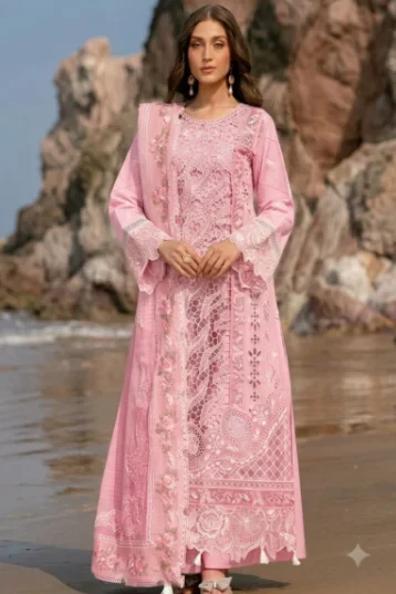 Mahnur Pink Luxury Lawn Collection Replica