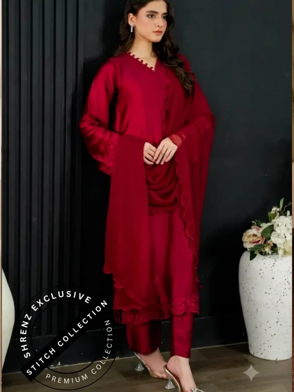 Shrenz 3 Piece Stitched Silk Pret Collection