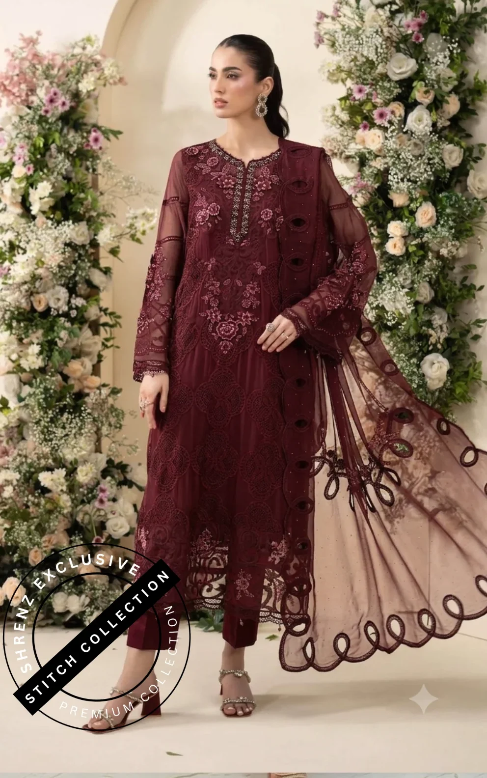 Shrenz 3 Piece Stitched Chiffon Pret Collection