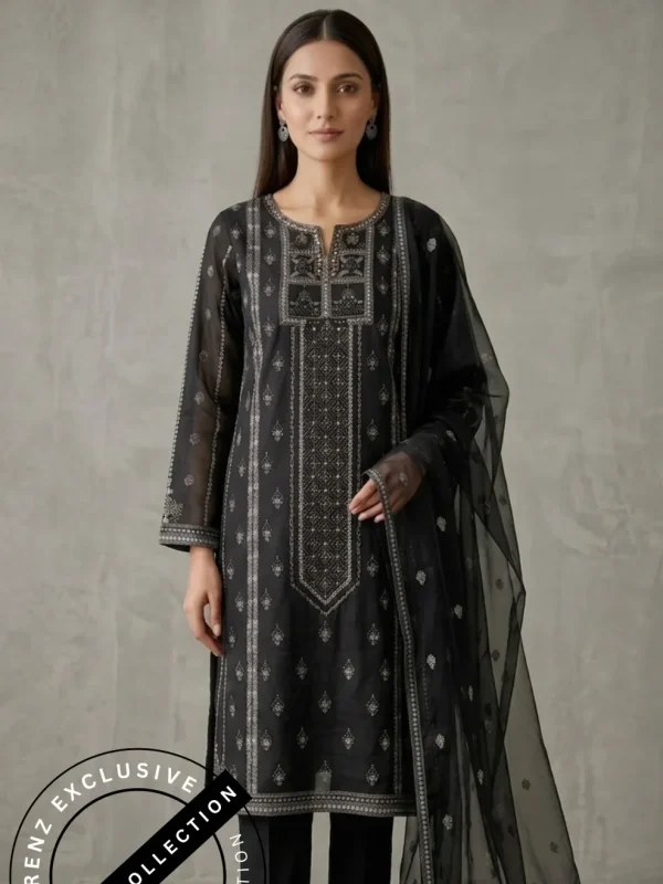 Shrenz 3 Piece Stitched Soft Organza Pret Collection