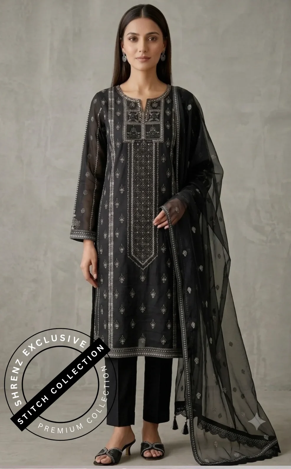 Shrenz 3 Piece Stitched Soft Organza Pret Collection