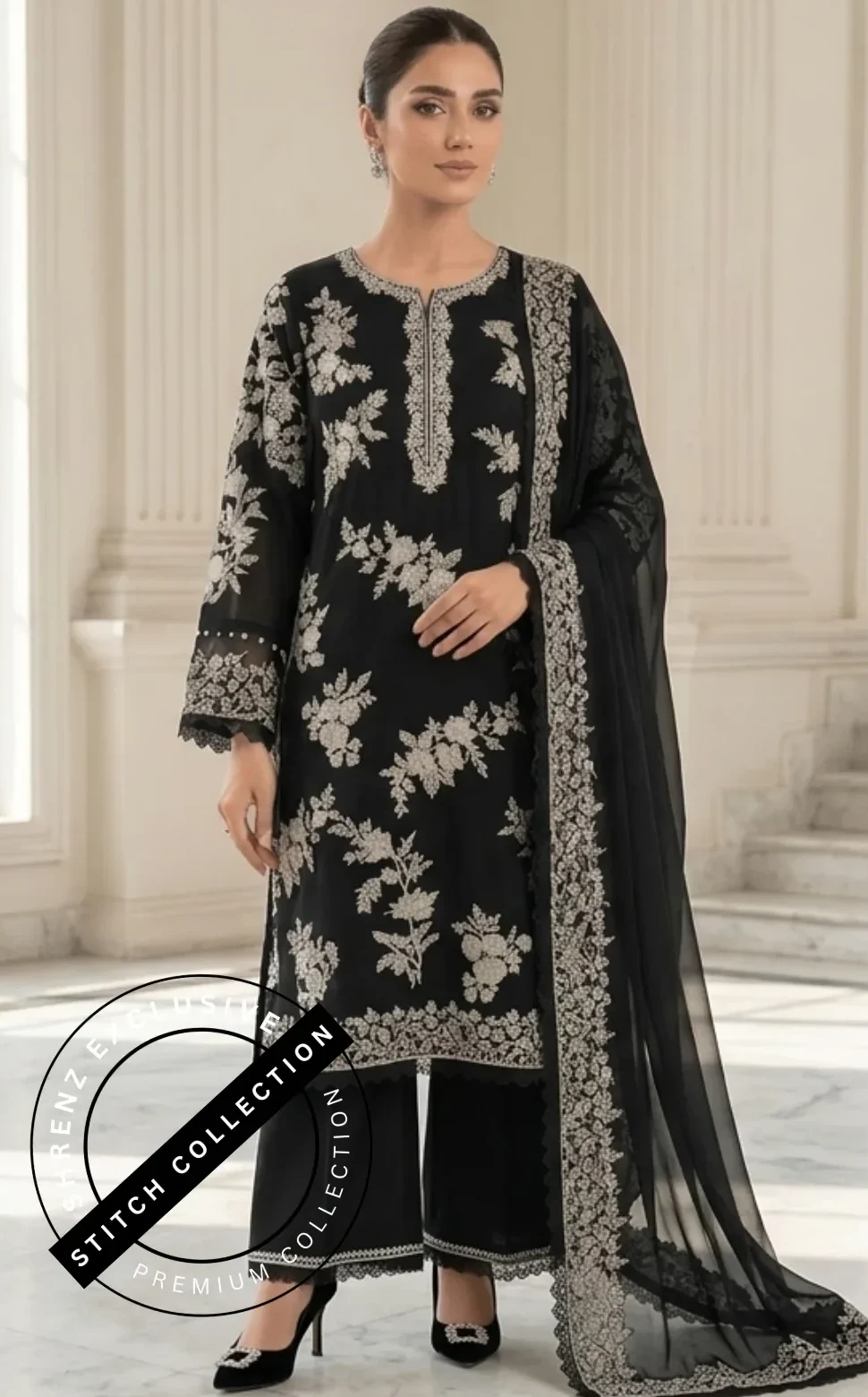 Shrenz 3 Piece Stitched Chiffon Pret Collection
