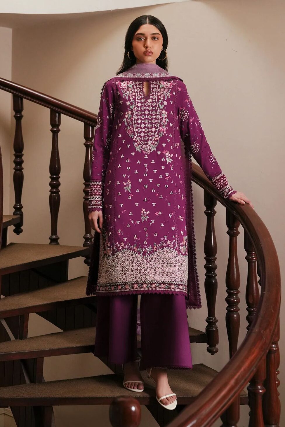 Afrozeh Shocking Pink Luxury Lawn Collection Replica