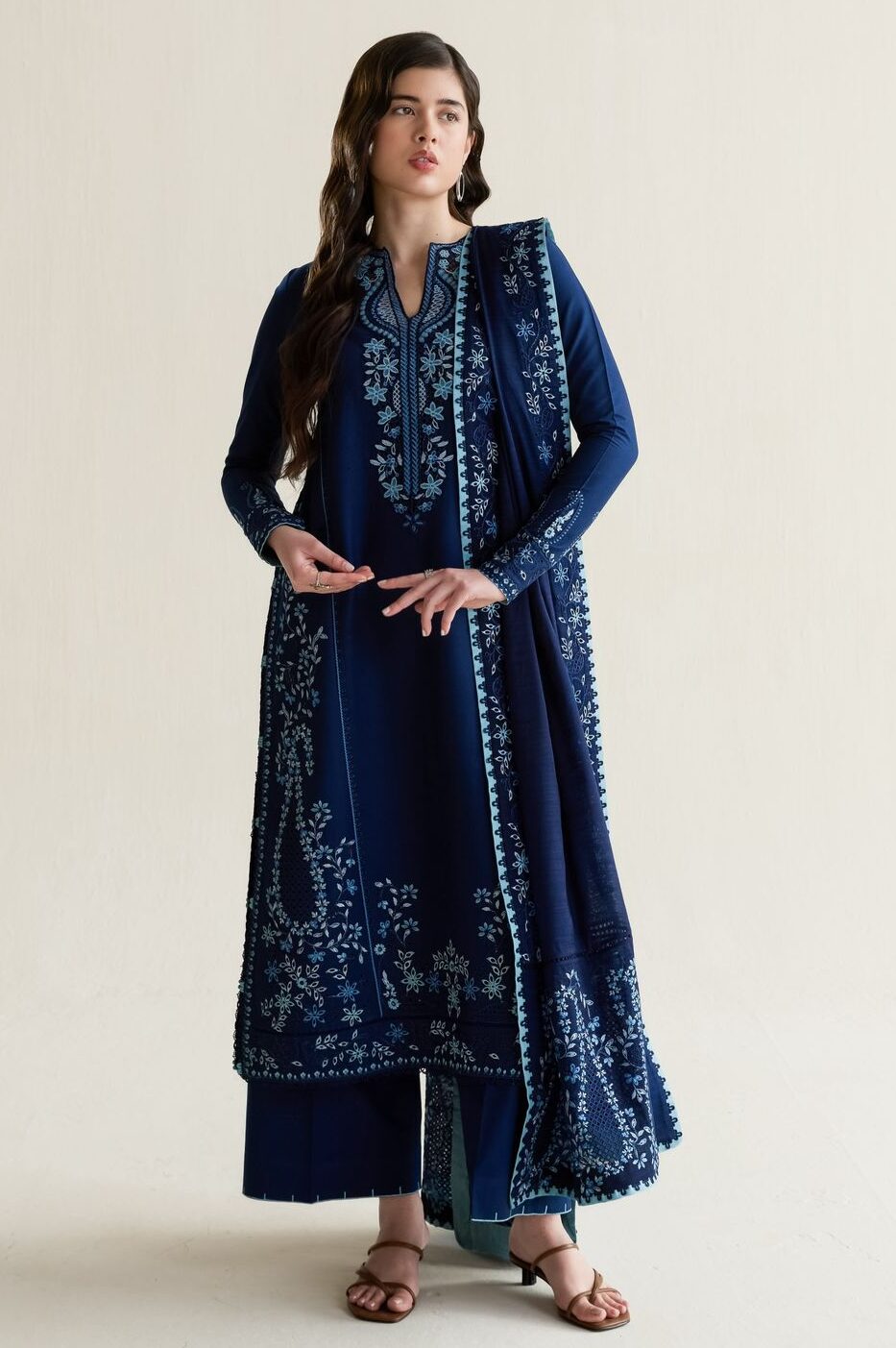 Pakeeza Zinc Blue Luxury Lawn Collection Replica