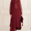 Baroque Maroon Luxury Lawn Collection Replica
