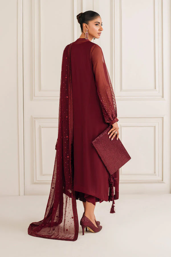 Alternative view of Baroque Maroon Luxury Lawn Collection Replica