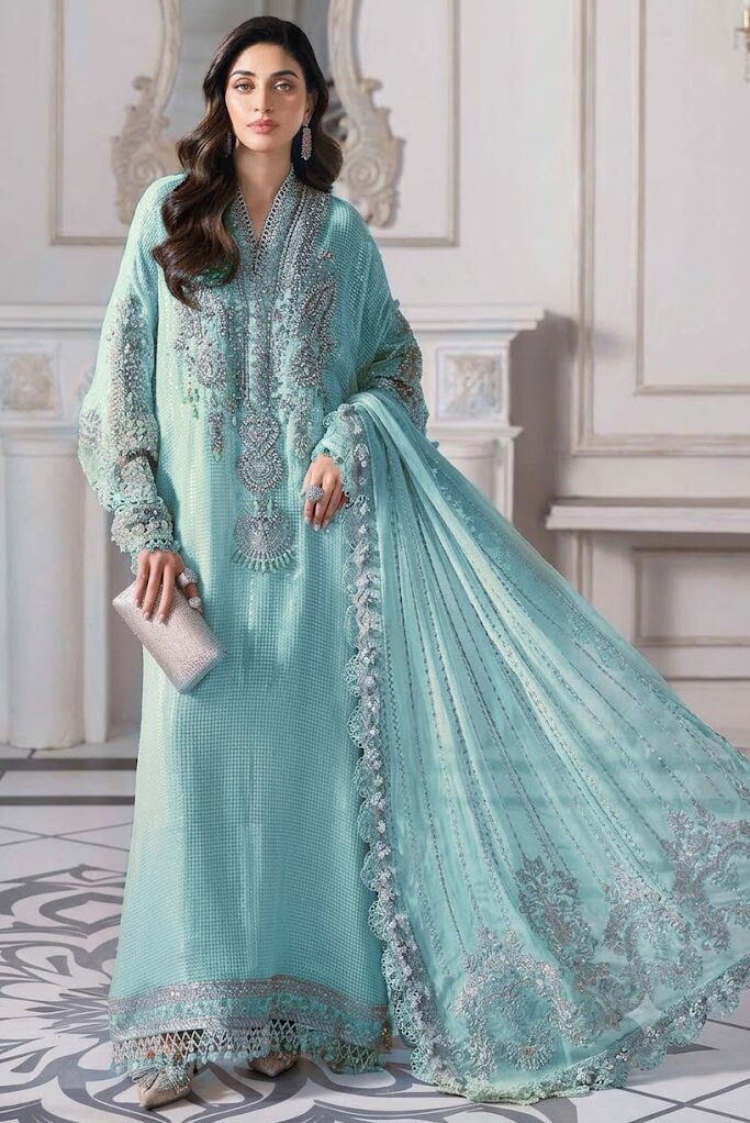 Maria B Sky blue Luxury Lawn Collection Replica