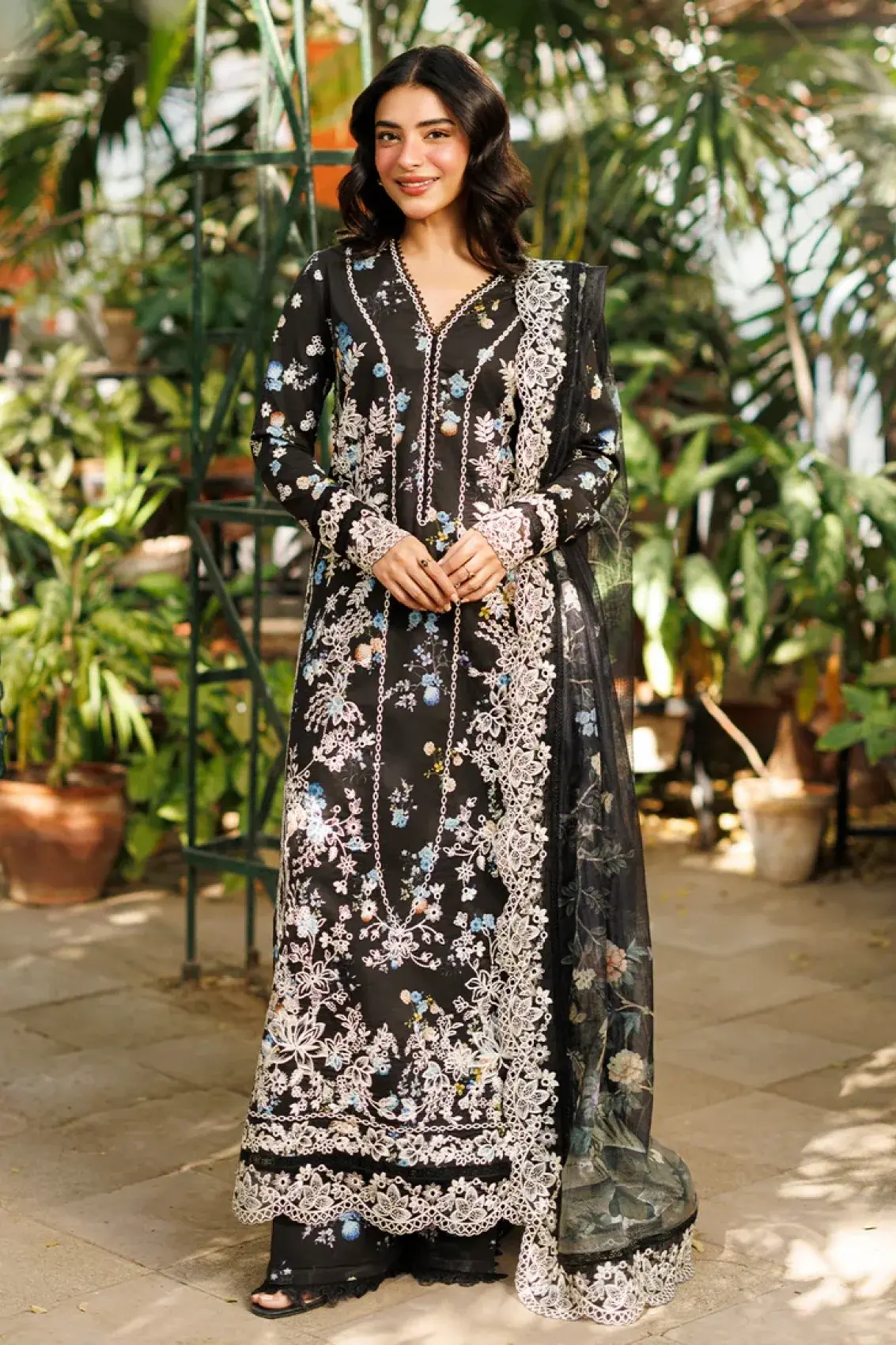 Afrozeh Black Luxury Lawn Collection Replica