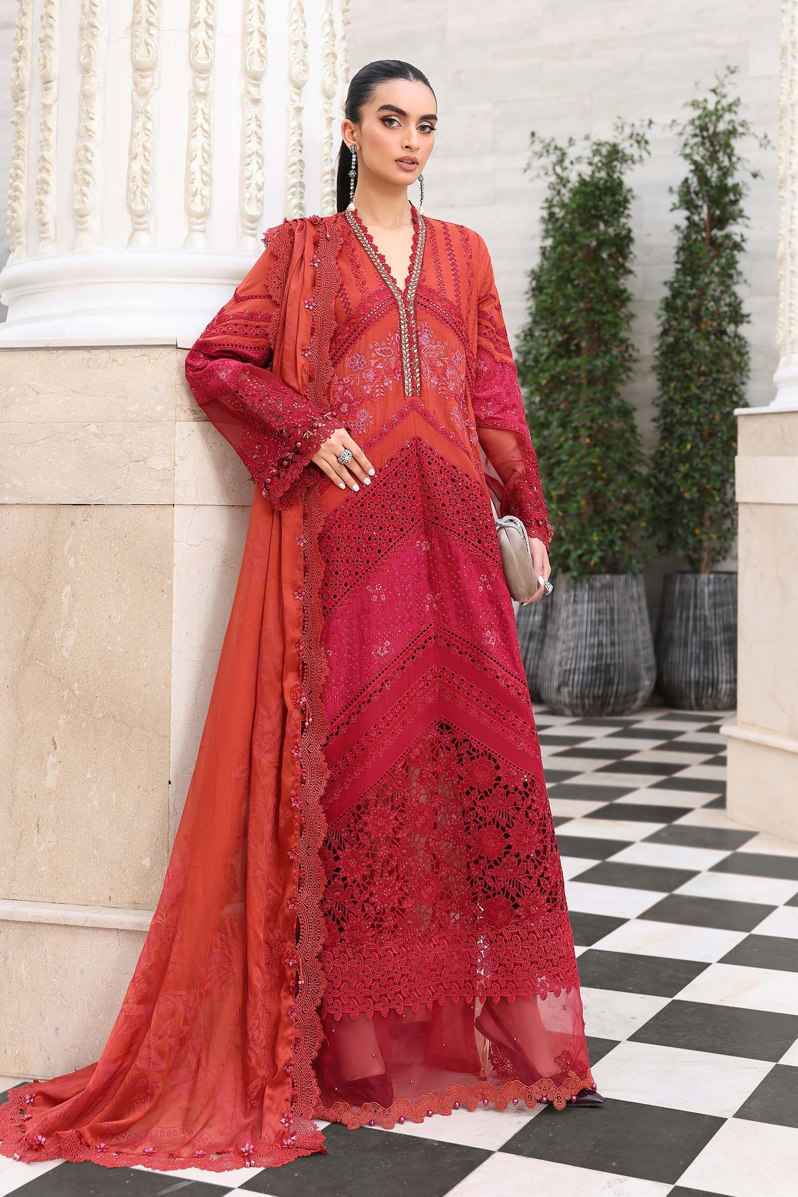 Maria B Red Luxury Lawn Collection Replica