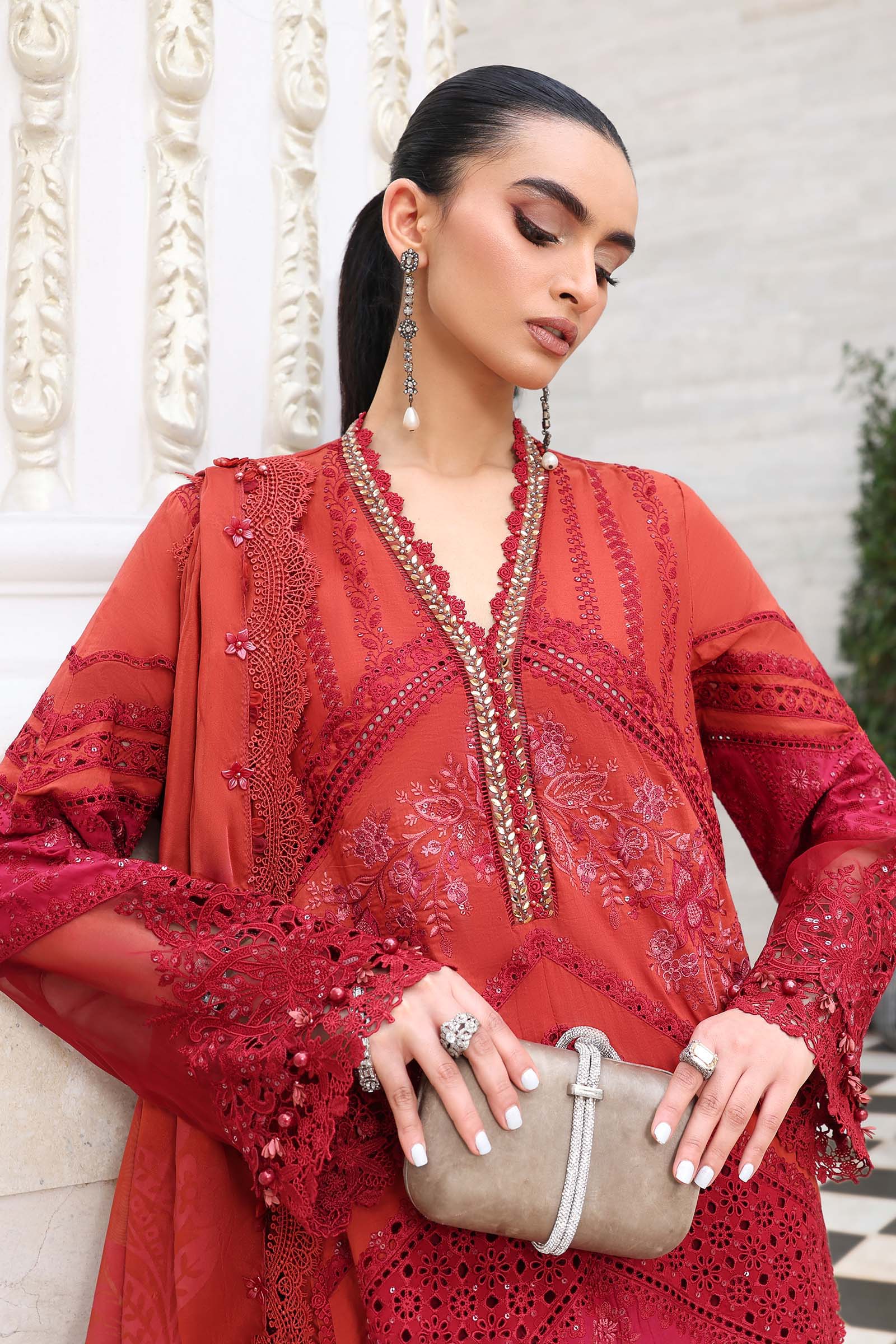 Maria B Red Luxury Lawn Collection Replica - Image 3
