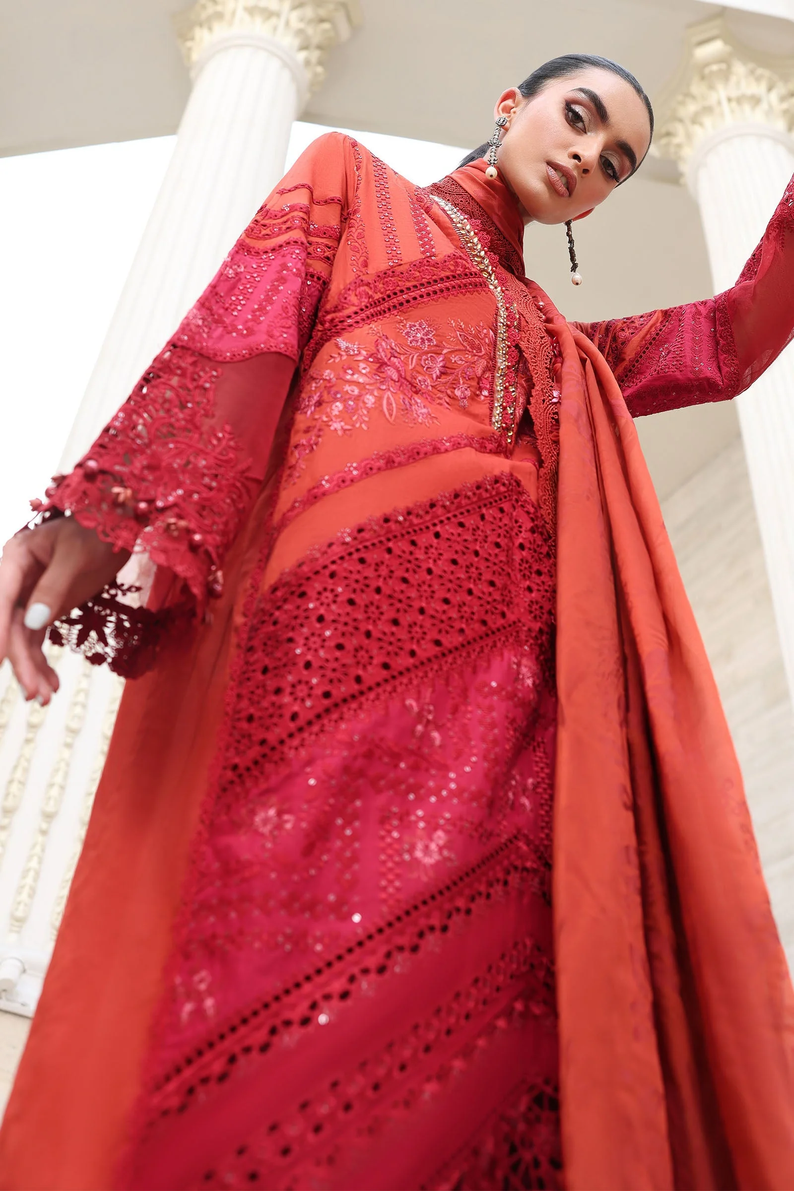 Alternative view of Maria B Red Luxury Lawn Collection Replica