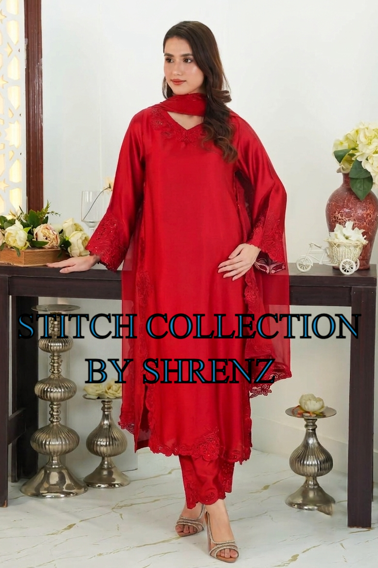 Shrenz 3 Piece Stitched Silk Pret Collection