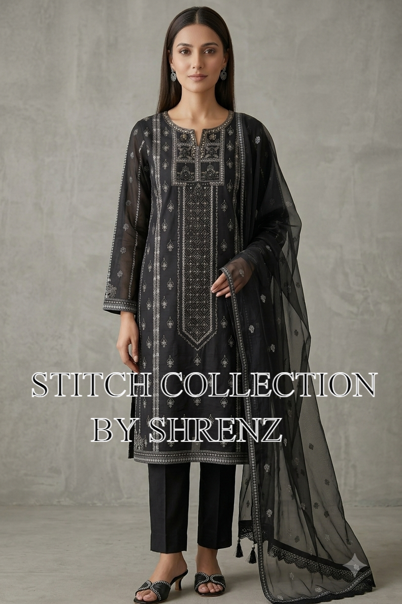 Shrenz 3 Piece Stitched Soft Organza Pret Collection