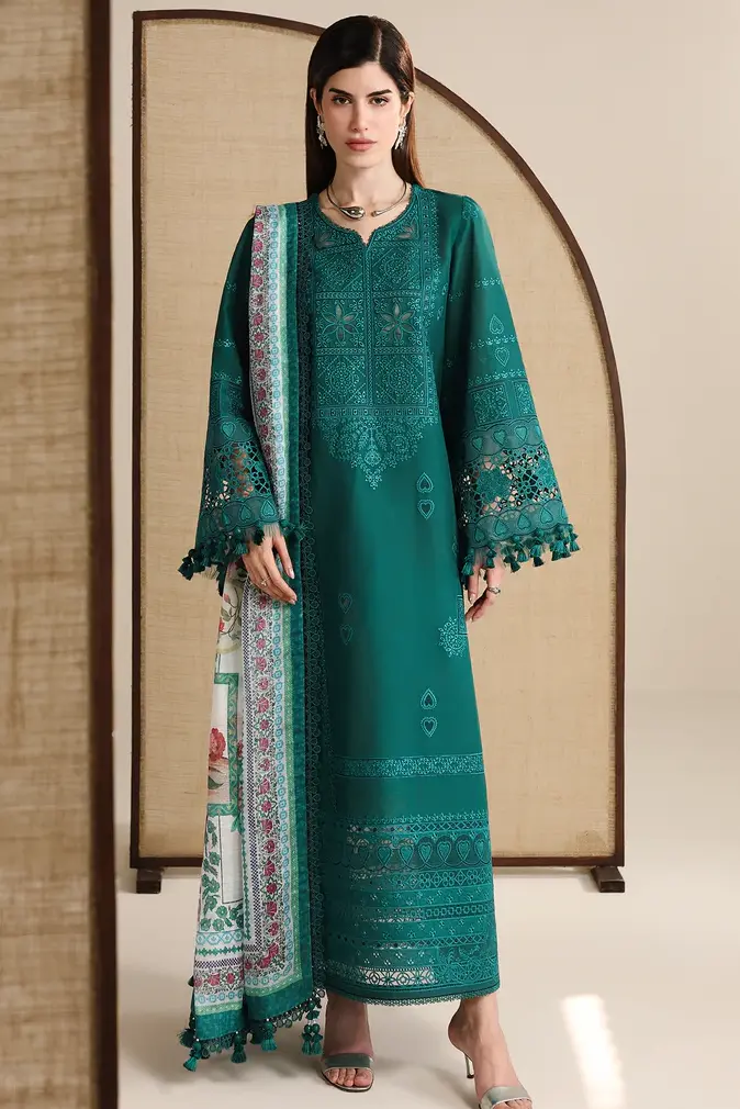 Jazmin Zinc Green Luxury Lawn Collection Replica