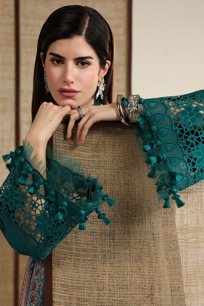 Jazmin Zinc Green Luxury Lawn Collection Replica - Image 3