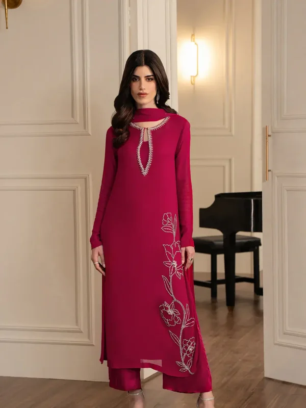 Lulusar Shocking Pink Raw Silk Formal Collection Replica