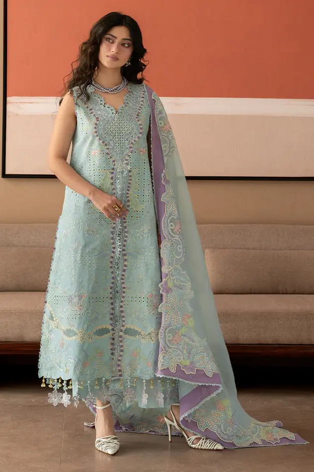 Mahnur Seagreen Luxury Lawn Collection Replica