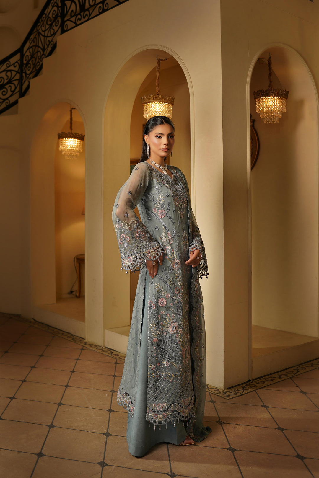 Alternative view of Maryam's Grey Formal Collection Chiffon Replica