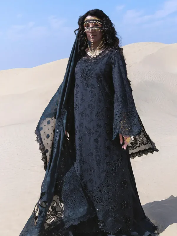 Nureh Black Luxury Lawn Collection Replica