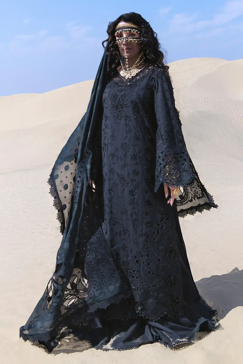 Nureh Black Luxury Lawn Collection Replica