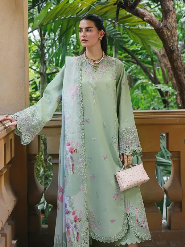 Qalamkar Pistachio Luxury Lawn Collection Replica