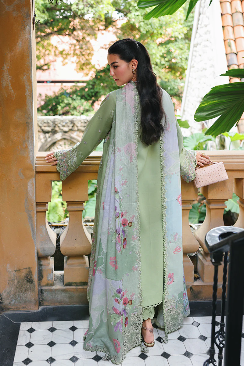 Alternative view of Qalamkar Pistachio Luxury Lawn Collection Replica