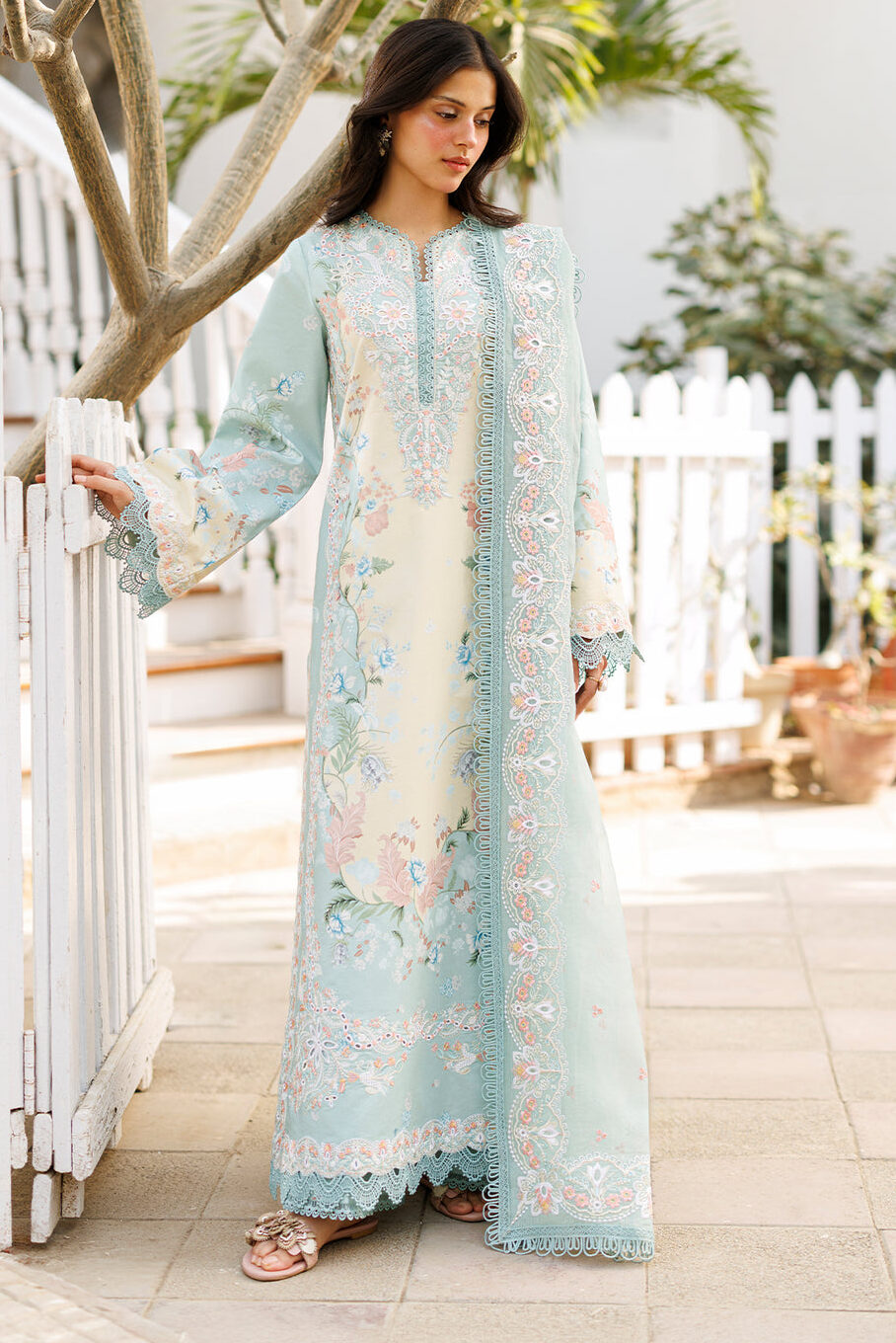 Afrozeh Sky Blue Luxury Printed Lawn Collection Replica