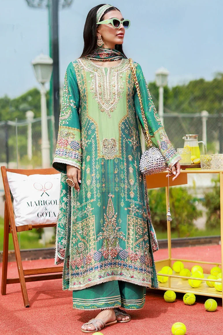 Ansab Jahangir Green Jacquard-Swiss Collection Replica