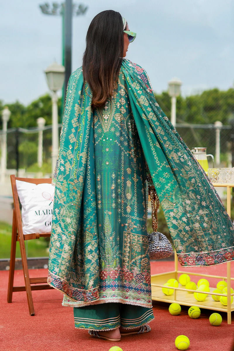 Alternative view of Ansab Jahangir Green Jacquard-Swiss Collection Replica