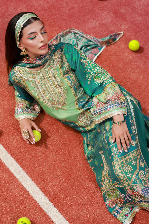 Ansab Jahangir Green Jacquard-Swiss Collection Replica - Image 4