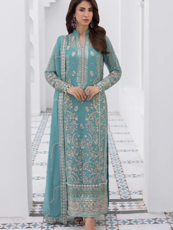 Gulaal Seagreen Chiffon Formal Collection Replica