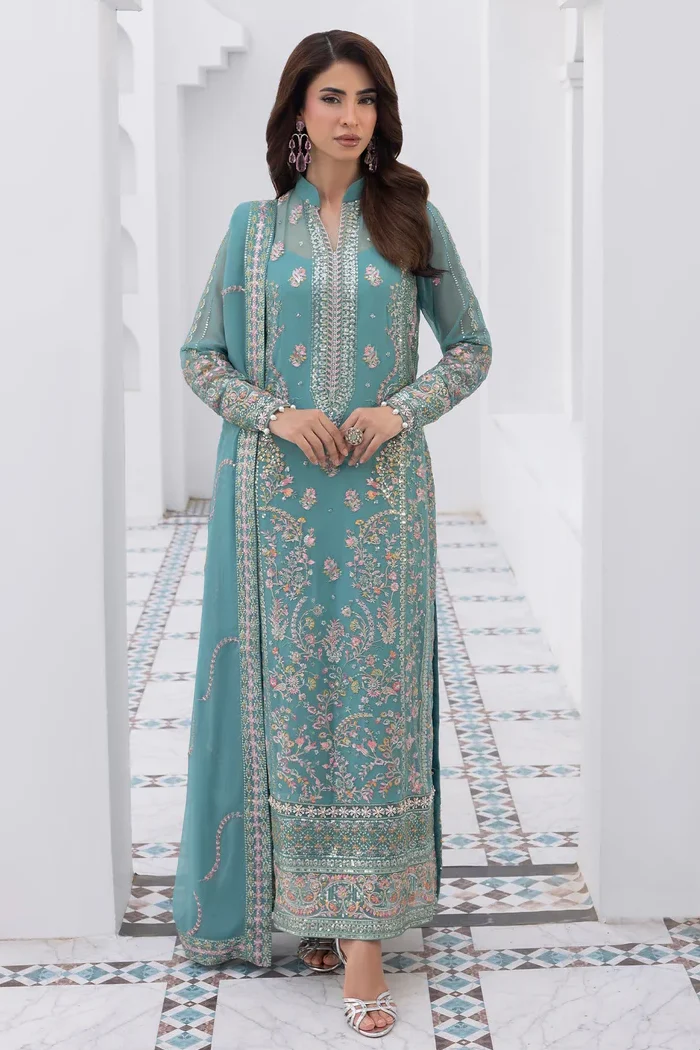 Gulaal Seagreen Chiffon Formal Collection Replica