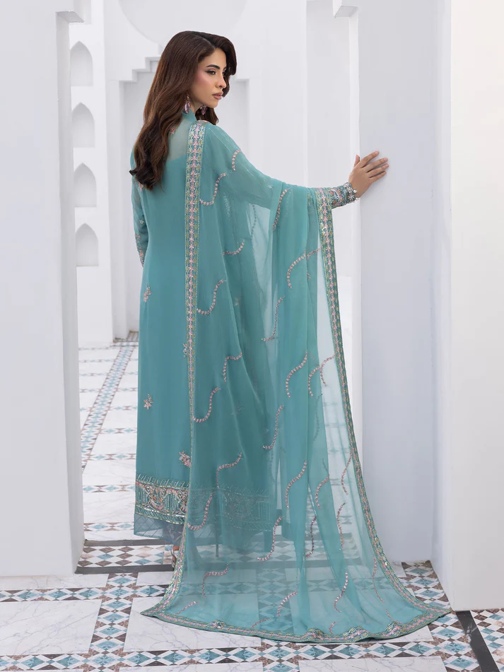 Alternative view of Gulaal Seagreen Chiffon Formal Collection Replica