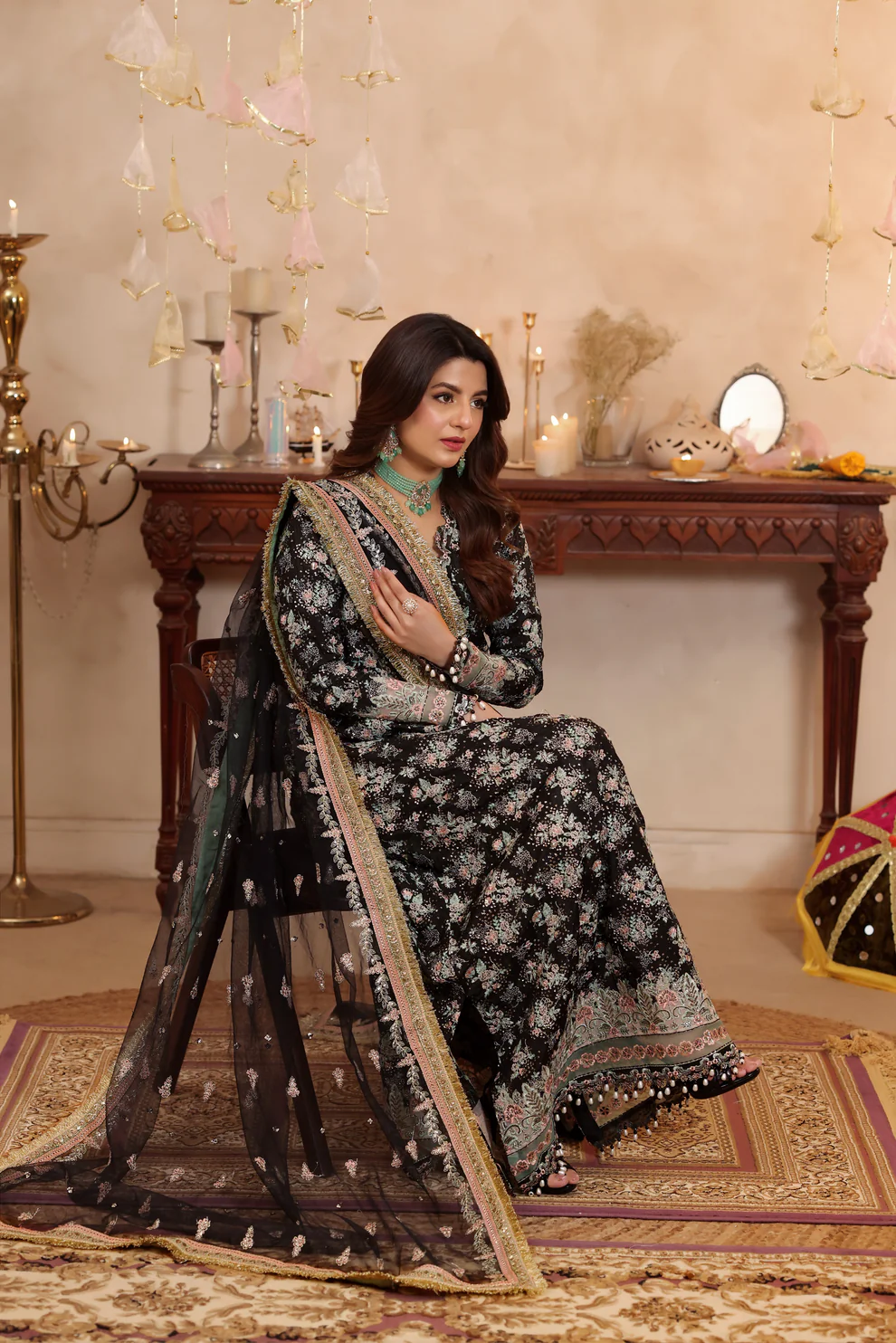 Aneela's Black Raw Silk Collection Replica - Image 4