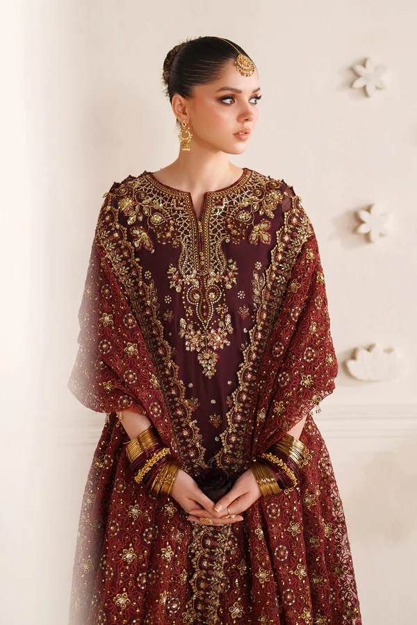 Baroque Maroon Chiffon Formal Collection Replica - Image 4