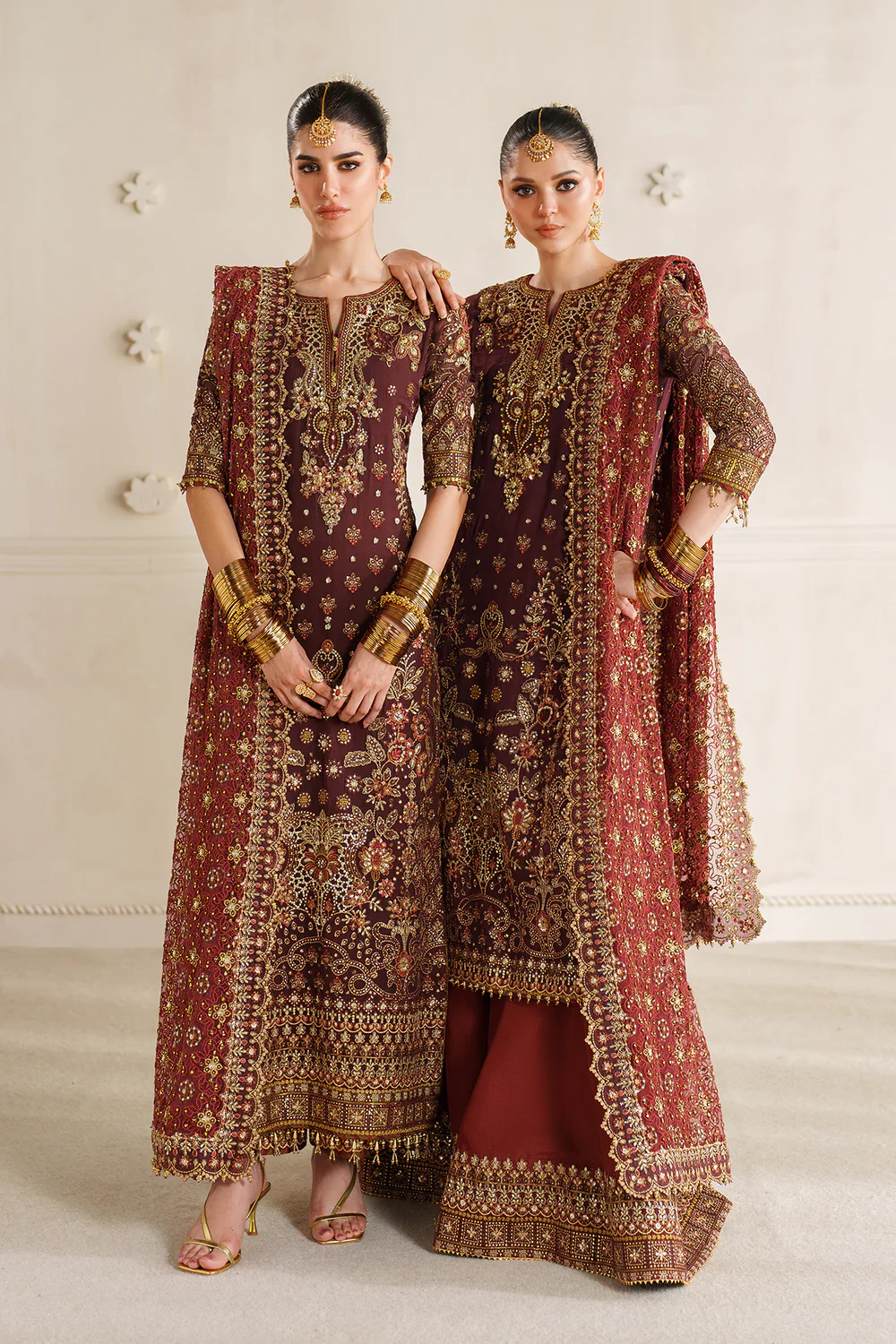 Alternative view of Baroque Maroon Chiffon Formal Collection Replica