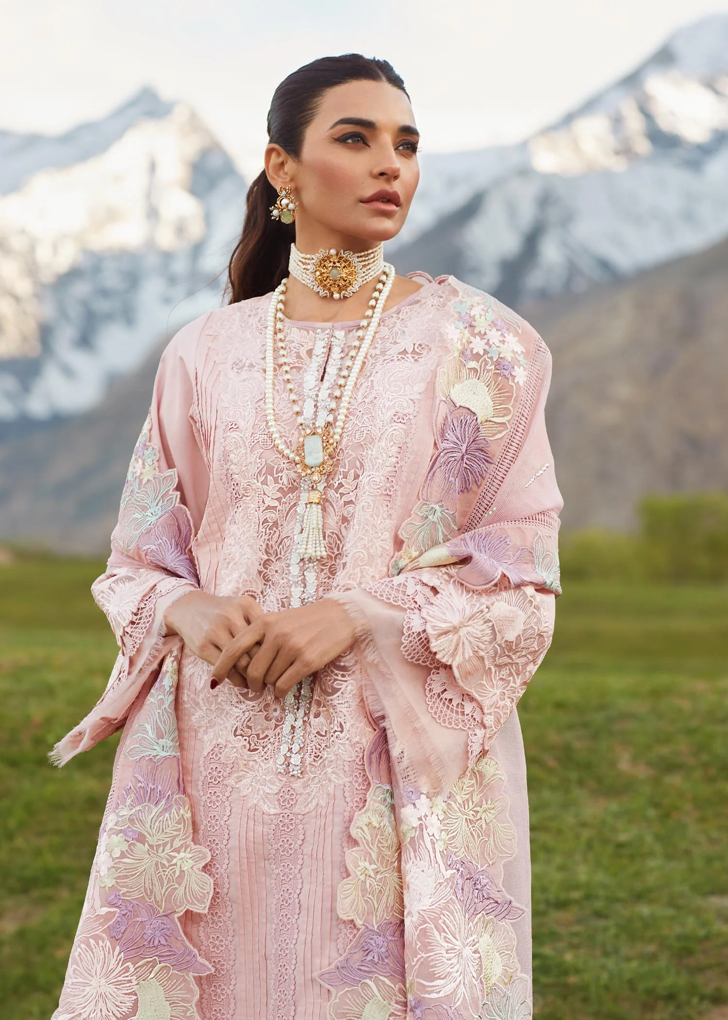 Alternative view of Crimson Pink Luxury Lawn Collection Replica