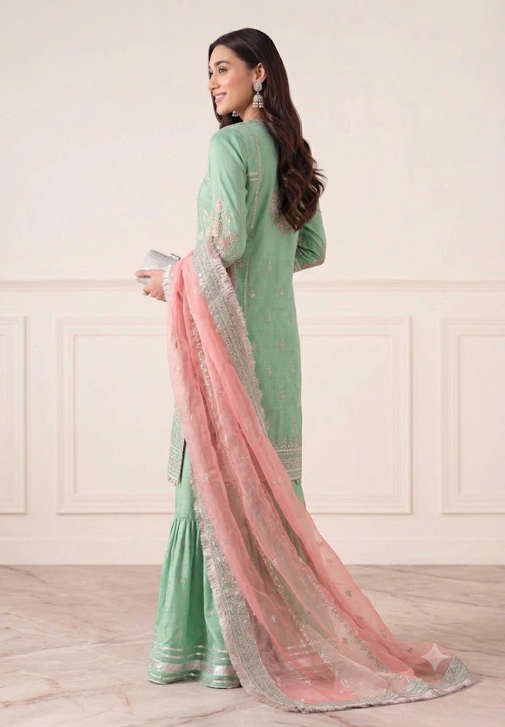 Alternative view of Maria B Pistachio Luxury Lawn Collection Replica