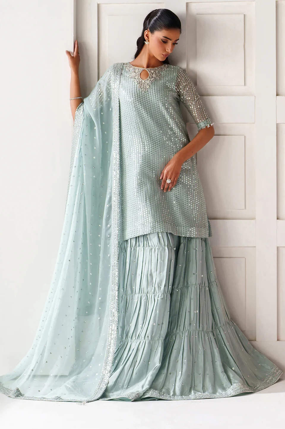 Baroque Ice Blue Chiffon Formal Collection Replica