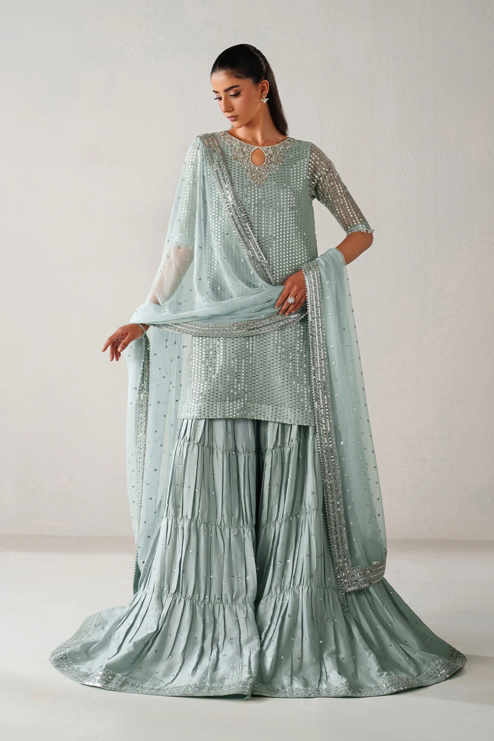 Baroque Ice Blue Chiffon Formal Collection Replica - Image 3