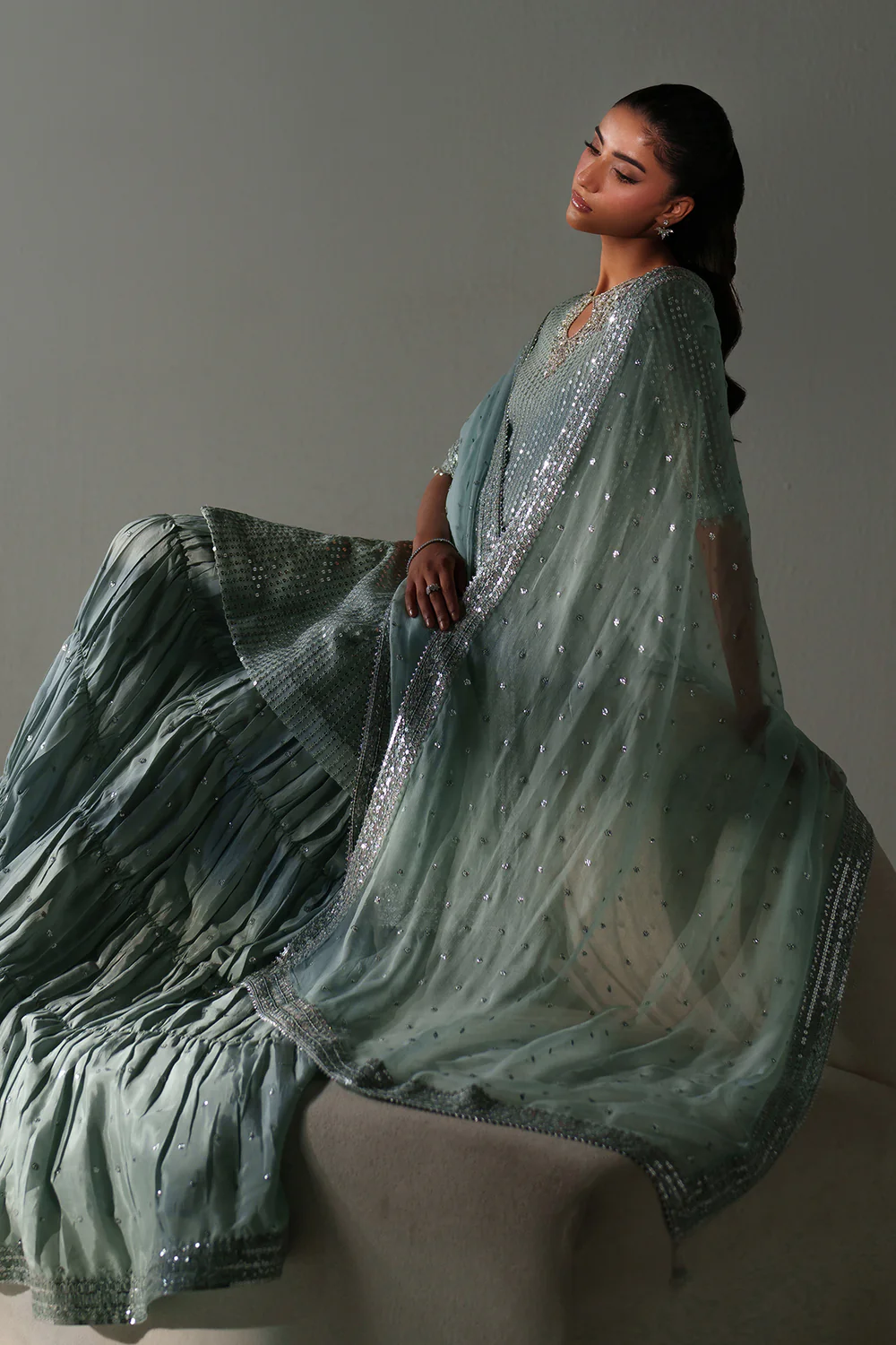 Baroque Ice Blue Chiffon Formal Collection Replica - Image 4