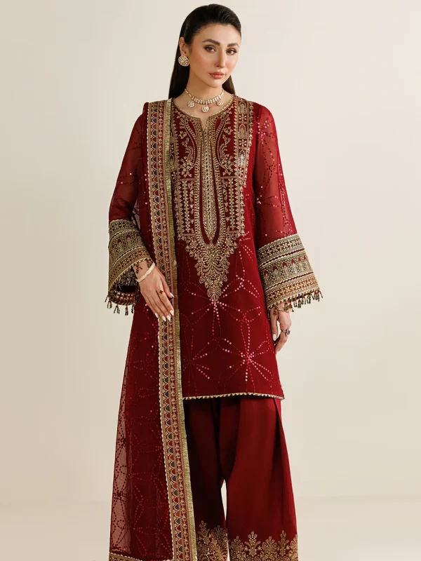 Jazmin Maroon Chiffon Formal Collection Replica